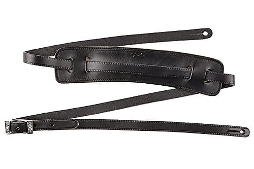 Genuine Fender Deluxe Vintage Adjustable Leather Guitar Strap - Black image 1