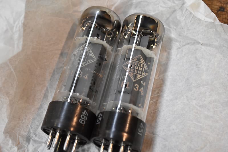 Telefunken EL34 - Matched Pair, Winged Plates, Double-O Getter