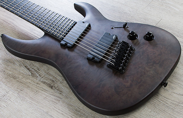 Legator Ninja 8 String Pro Fanned Fret Electric Guitar Black Satin Burl