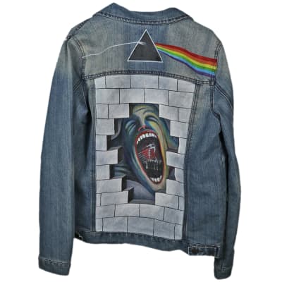 Vintage retro Pink selling Floyd graphic denim jean jacket coat