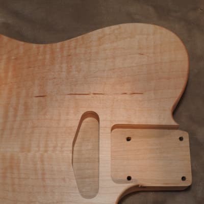 Unfinished Telecaster Body Book Matched Figured Flame Maple Top 2 Piece Alder Back Chambered, Standard Tele Pickup Routes 4lbs 1.3oz! image 18