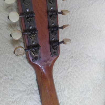 Robert barth ? 1900-1920 - Wood Inlay German bowlback, Neapolitan mandolin , parts or repair image 12