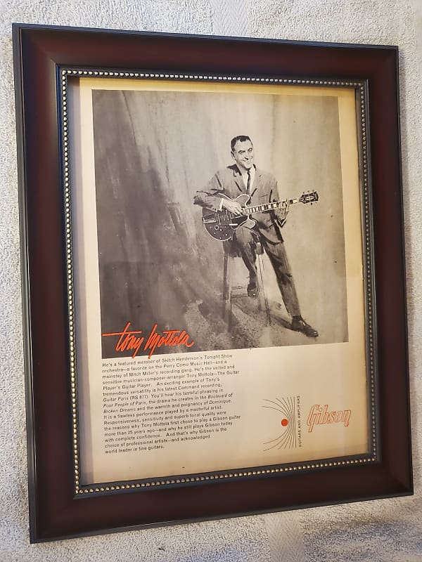 1965 Gibson Guitars Promotional Ad Framed Tony Mattola ES-355 Original image 1