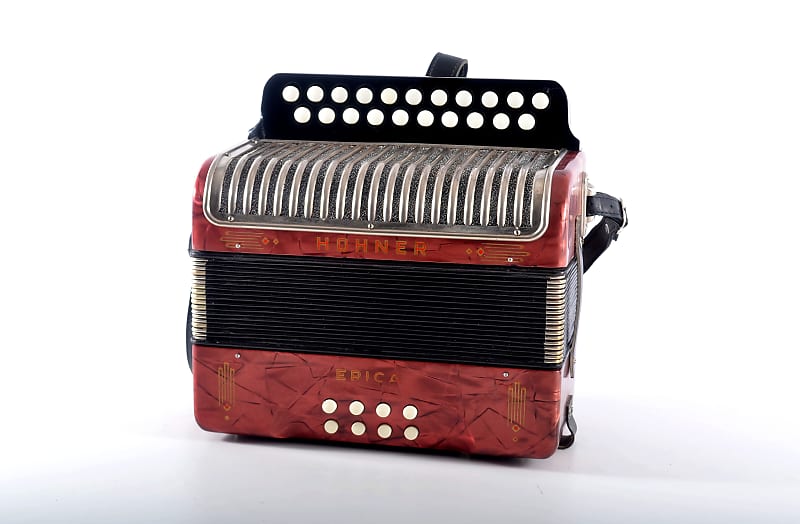 German Made Vintage Top Diatonic Button Accordion Hohner Erica C/F - 8 Bass ~ Squeezebox image 1