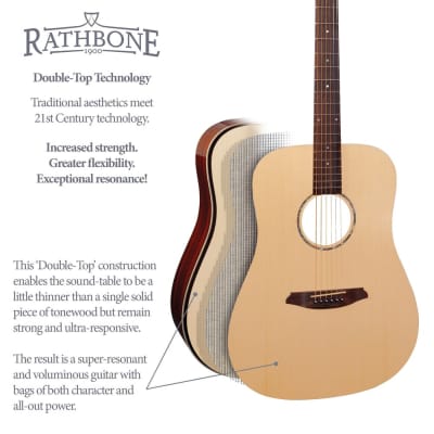 Rathbone No.5 R5SM Double Top Dreadnought Natural Acoustic Guitar - Sale image 5