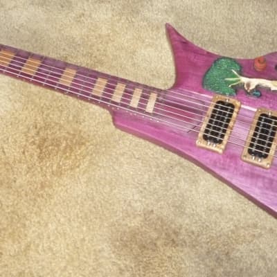 unique stock, "Tree of life"carved spectacular solid purpleheart guitar and bass,ships direct image 1