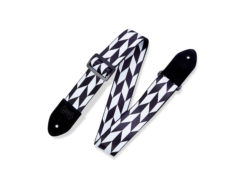 Levy's MPF2 2" Printed Polyester Guitar Strap Black White Offset Arrow image 1