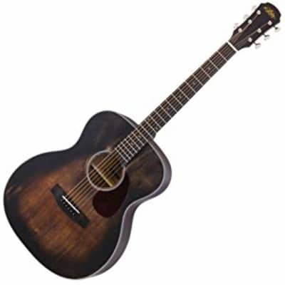 Aria ARIA-101DP 100 Series Delta Player Spruce Top OM Orchestra 6-String Acoustic Guitar-Muddy Brown image 5