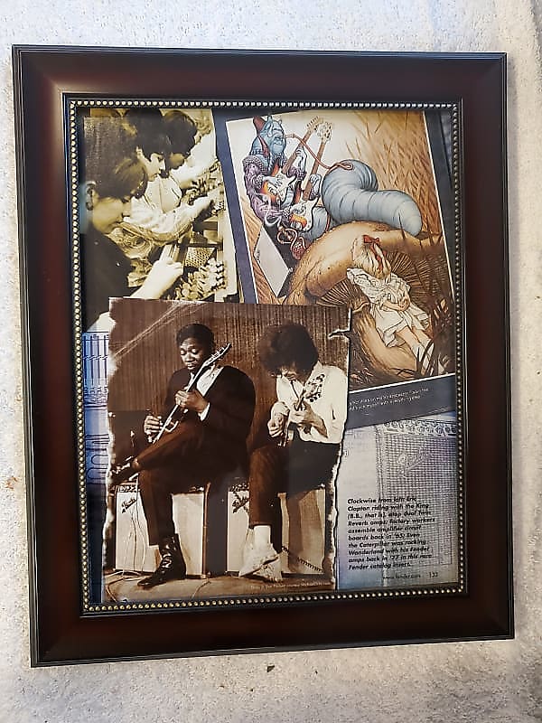 1990's Fender Guitars Color Promotional Ad Framed B.B. King Eric Clapton Original image 1