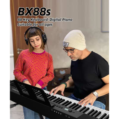 88 Key Piano Keyboard, Digital Piano, 88 Key Weighted Keyboard, Portable Electric Piano With Bluetooth Midi For Beginners, With Sustain Pedal, Power Supply, Black image 4