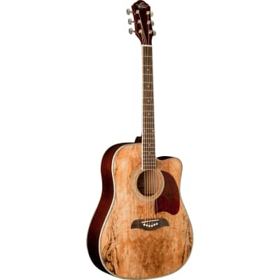 Oscar Schmidt OG2CESM Spalted Maple Dreadnought Acoustic Electric Guitar, Natural for sale