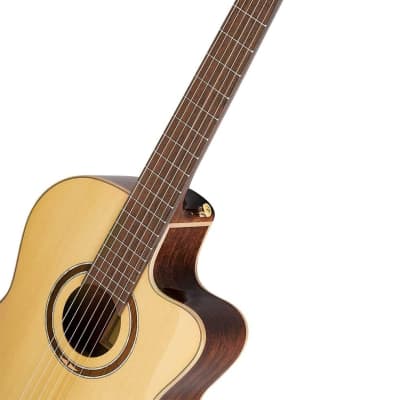 Ortega Guitars 6 String Performer Series Solid Top Slim Neck Acoustic-Electric Nylon Classical Guitar w/Bag, Right (RCE138SN) image 7