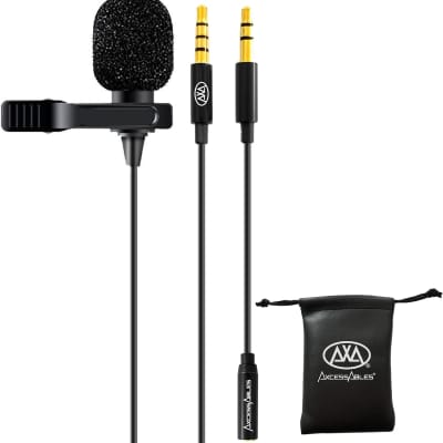 AxcessAbles Lavalier Clip-On Microphone with 5ft TRRS 3.5mm Cable and Adapter(10 Pack) | Omnidirectional Condenser Lapel Microphone for Audio Recording| AxcessAbles Lav Mic (10 Lav Mic Pack) image 2