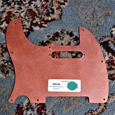Q-Parts Tele-style Dirty Metal 8 Hole Pickguard - Red Metallic image 2