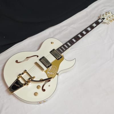DEAN Colt Bigsby semi-hollow electric guitar White NEW w/ Case - Tremolo - Piezo image 3