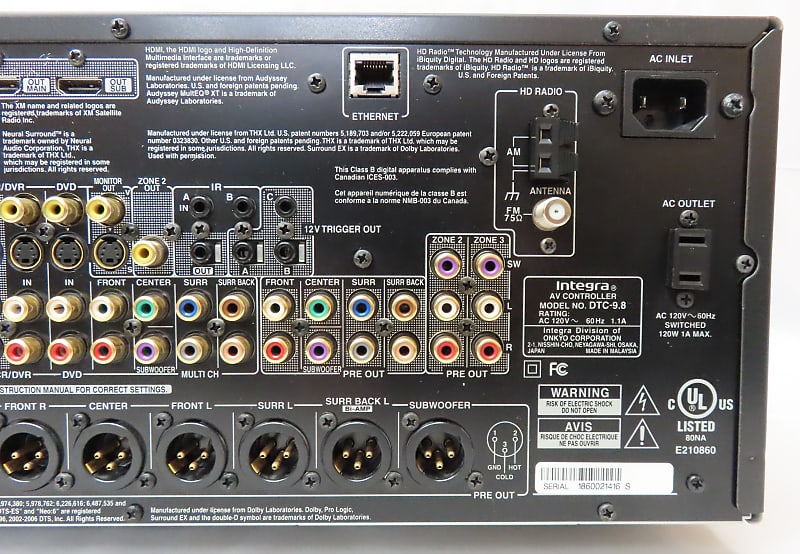 Onkyo Integra DTC-9.8 7.1 Channel A/V Controller Preamplifier Preamp w/  Remote