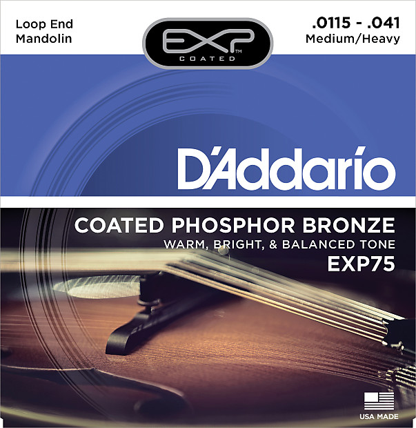 D'Addario EXP75 Coated Phosphor Bronze Mandolin Strings, Medium/Heavy, 11.5-41 image 1