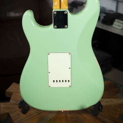 Fender Stratocaster 2018 - Surf Green With Shell Pink Stripes image 5