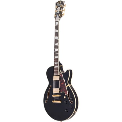 D'Angelico Excel Series SS Semi-Hollow Electric Guitar With Stopbar Tailpiece Black image 6