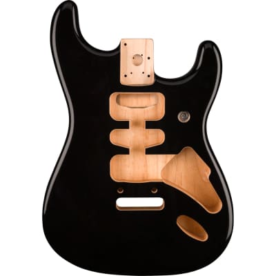 Genuine Fender Deluxe Series Stratocaster HSH Alder Body 2 Point Bridge Mount, Black