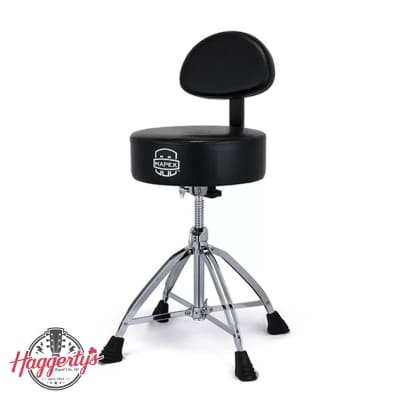 Mapex Double Braced 4-Leg Black Leather - Round Cushion Throne with Back Rest