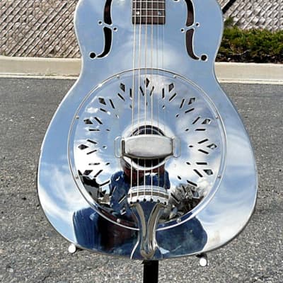 Rogue Classic Brass Body Roundneck Resonator Guitar with Custom Installed Pickup and Hardshell Case - PV MUSIC Inspected Setup and Tested - Plays / Sounds / Looks Great image 5