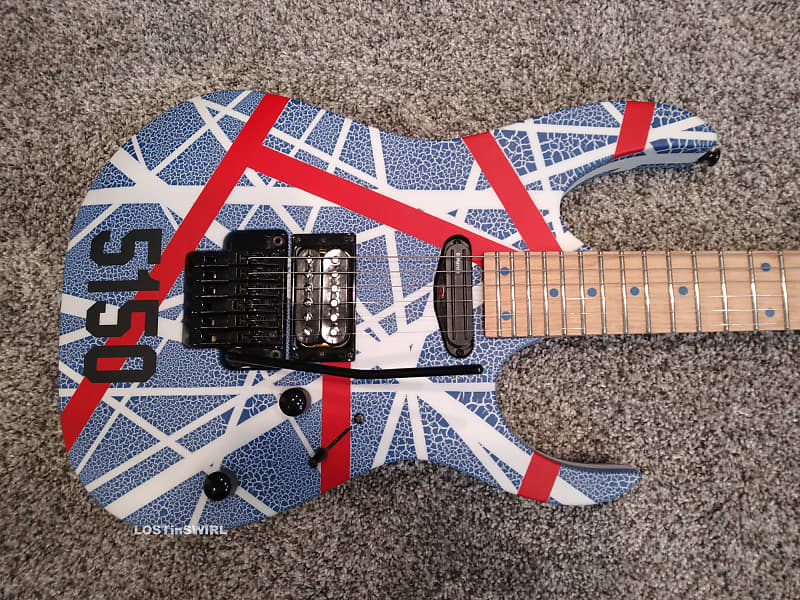 Ibanez  RG3XXV 2012 Blue and white crackle with Red Stripe RG JEM  Wolfgang pickup image 1