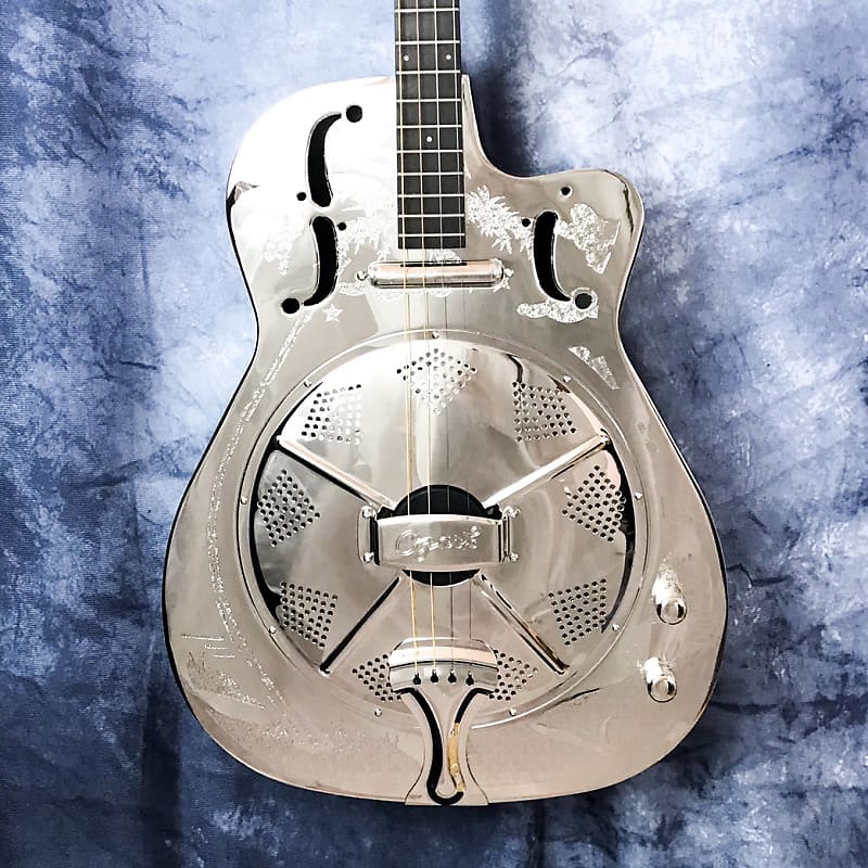 Ozark 3616t Deluxe Tenor Resonator Guitar, Mirrored Chrome Reverb
