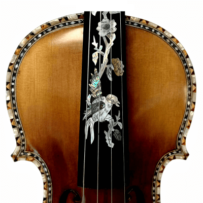Strad style SONG master bird's eye maple wood 4/4 violin,carving ribs and neck inlay nice shell image 4