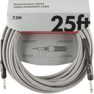 Fender® 25' Professional Series White Tweed Instrument Cable #0990820072 - 25FT. image 1