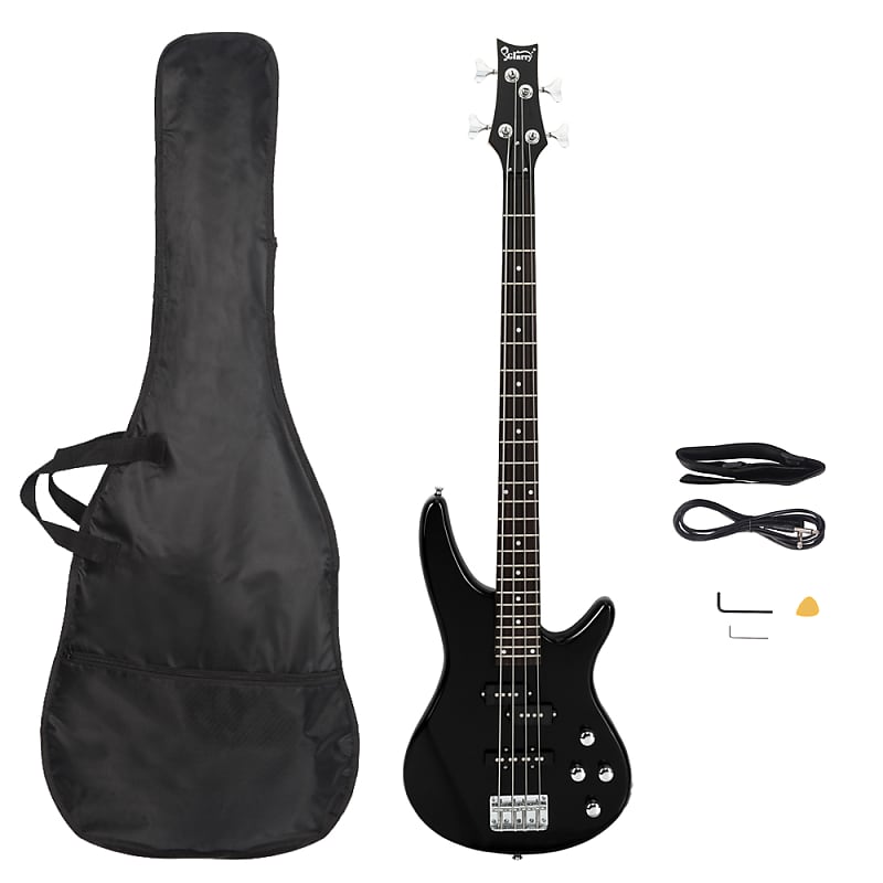 Glarry GIB Electric Bass Guitar Full Size 4 String 2020s - Black image 1
