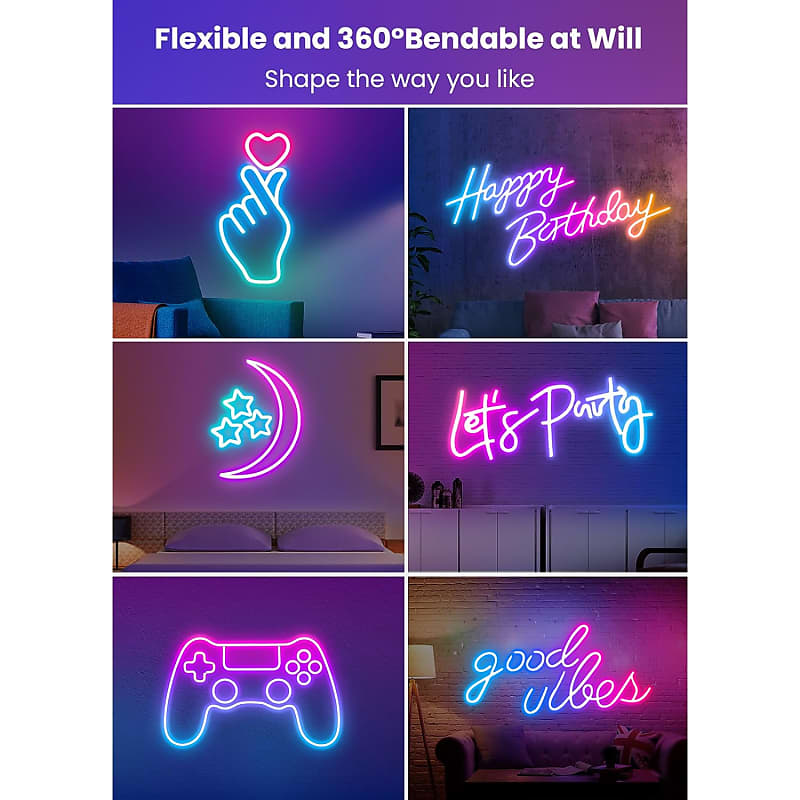 Rgb Neon Rope Lights 16.4Ft, Multi Color Changing Led Neon Light Strip With  App Flex Neon Led Strip Lights Indoor Outdoor Waterproof Multicolor Neon Led  Rope Light For Bedroom, Gaming Room