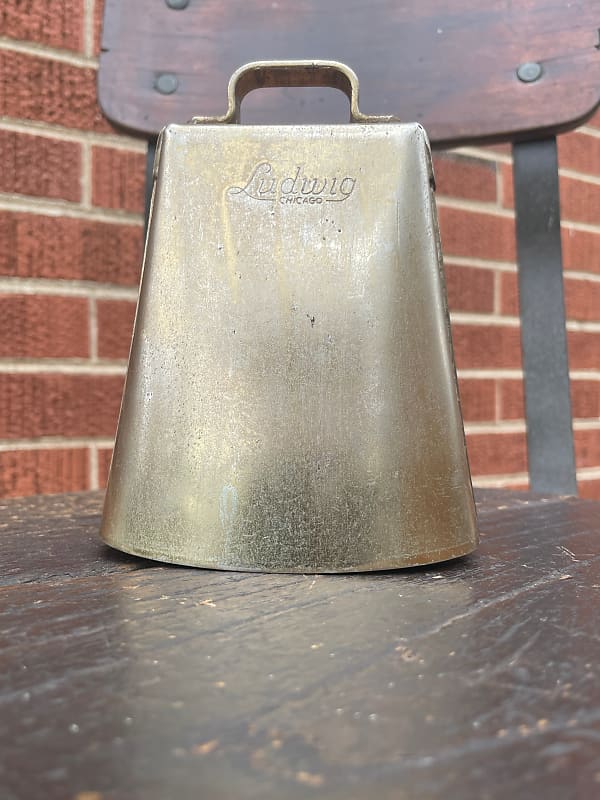 Vintage 1960s Ludwig Script Logo 5 Golden Tone Cow Bell