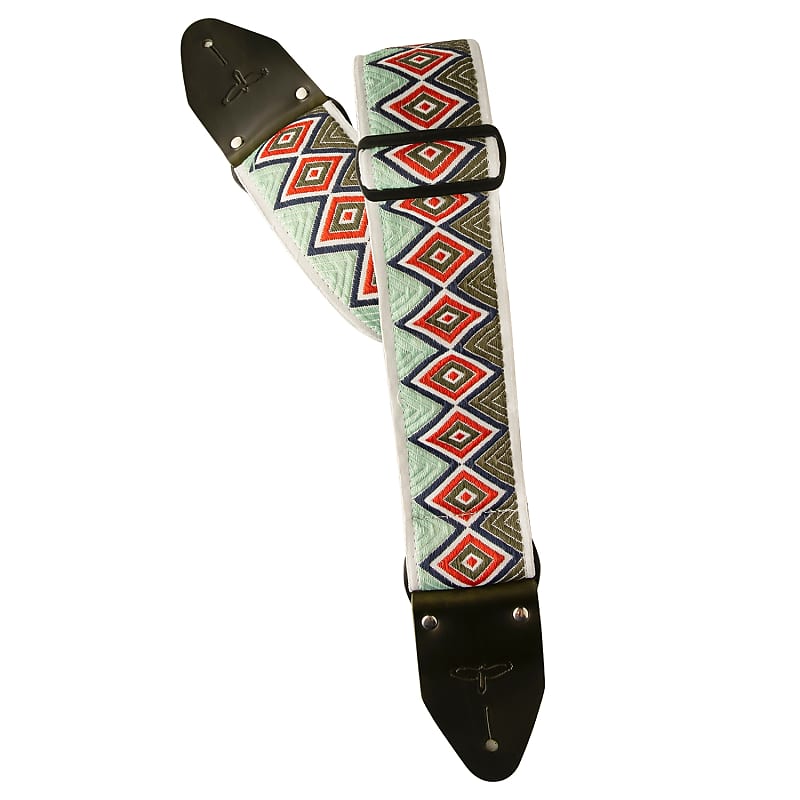 Mint PRS Paul Reed Smith 2.75" Wide Retro Jacquard Guitar Strap, Green and Red image 1