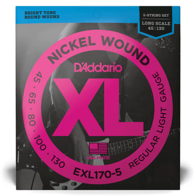 D'addario EXL170-5 Long Scale 5-String Electric Bass Strings (45-130) image 3
