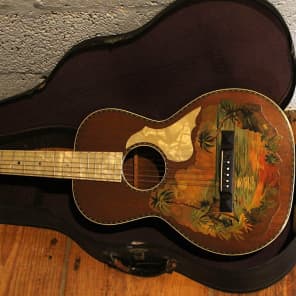 1920s Stromberg-Voisinet (Kay) Hawaiian Themed Parlor Guitar - Very Cool! image 5