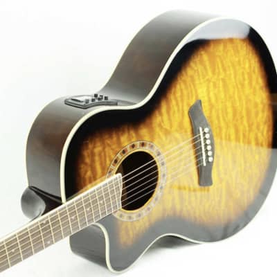 Jay Turser JTA-424QCET-LH-TSB JTA Series Lefty Acoustic Electric Guitar. Tobacco Sunburst Item ID: JTA-424QCET-LH-TSB-A-U for sale