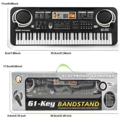 61 Keys Electric Piano Keyboard For Kids with Microphone Black New image 3