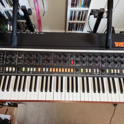 Korg Trident 1980, MIDI retrofit, plus stand and V-trig converter