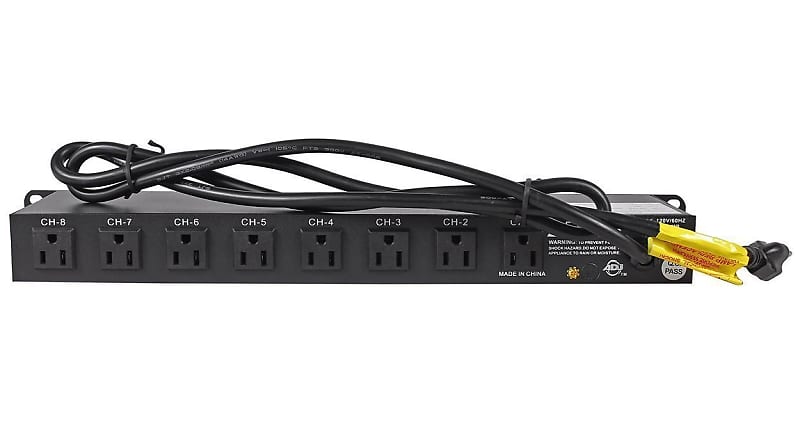 American DJ PC-100A 8-Switch Rack Mount On/Off AC Power Strip Source image 1