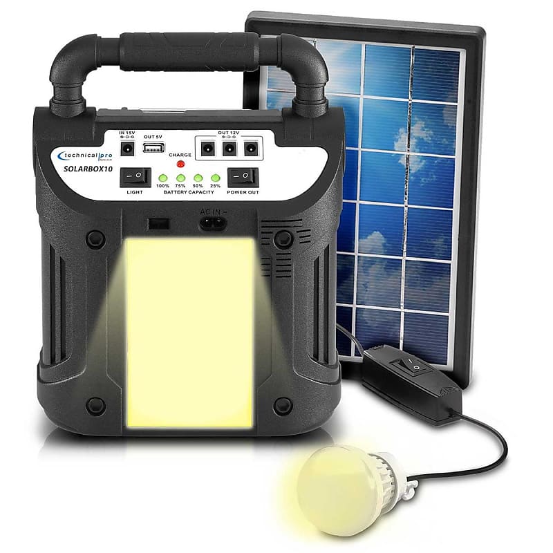 Technical Pro SOLARBOX10 9-in-1 Solar Power Bank Speaker with 12V 3000 MAh Battery image 1