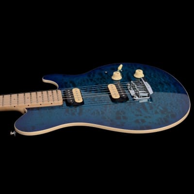 Music Man Axis Super Sport MHS Electric Guitar Balboa Blue Burst Quilt image 5