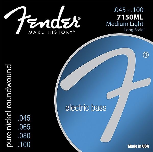 Fender 7150 Bass Strings, Pure Nickel, Roundwound, Long Scale, 7150ML .045-.100 Gauges, (4) Standard image 1