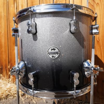 PDP Concept Maple 12" x 14" Floor Tom Silver to Black Sparkle Fade Lacquer | 14" Floor Tom w/ Legs image 1