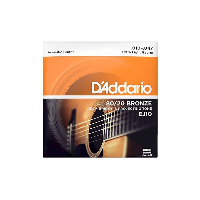 D'Addario EJ10 80/20 Bronze Acoustic Guitar Strings, Extra Light, 10-47 image 1