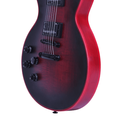 10S GF Single Cut Baritone Electric Guitar Left Handed  Satin Red Fire Burst image 8