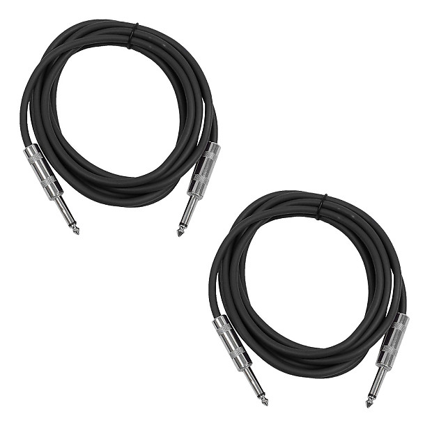 2 Pack of 10 Foot 1/4" TS Patch Cables 10' Extension Cords Jumper - Black & Black image 1