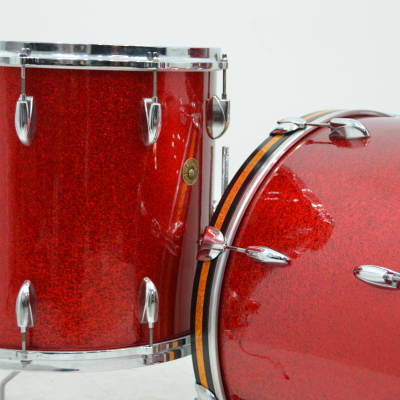 Used 1950's/1960's Recovered Gretsch 3pc Drum Kit - "Red Sparkle" image 2