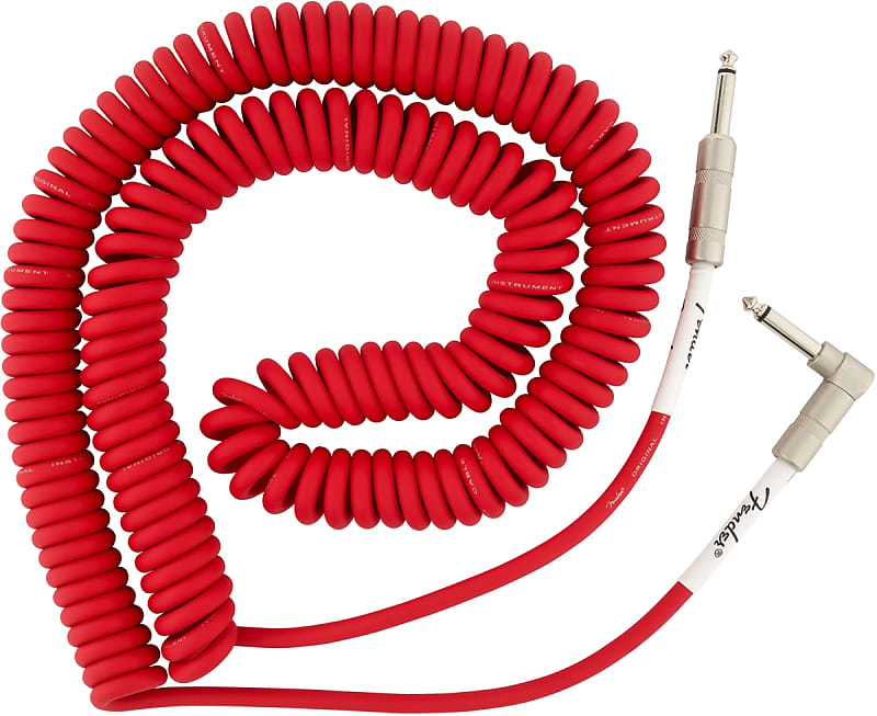 Genuine Fender Original Series Coil Cable, Straight-Angle, 30', Fiesta Red image 1