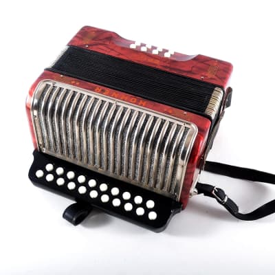 German Made Vintage Top Diatonic Button Accordion Hohner Erica C/F - 8 Bass ~ Squeezebox image 4